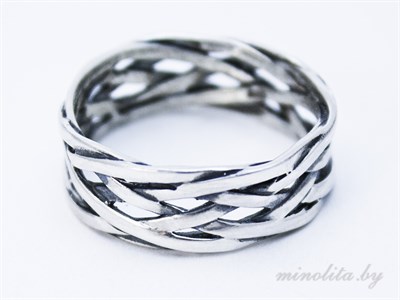 Мужское кольцо из серебра 925 пробы с плетением