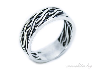 Серебряное кольцо простое с плетением