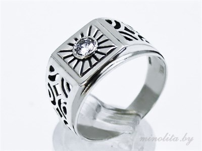 Серебряное кольцо печатка с камнем