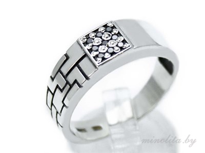 Серебряное кольцо мужское с камнями