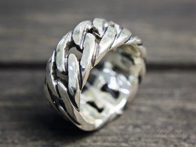 Серебряное кольцо цепь 