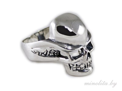 Мужское кольцо череп из серебра