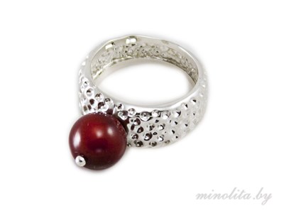 Серебряное кольцо женское с кораллом
