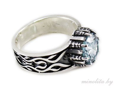 Серебряное кольцо мужское с камнем