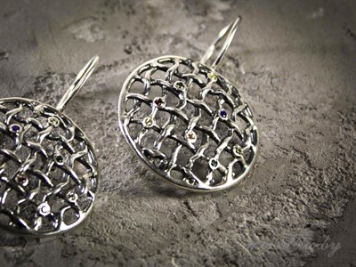 Серебряные дизайнерские серьги  купить в Минске