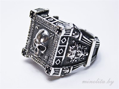Мужское кольцо череп из серебра 925 купить в Минске