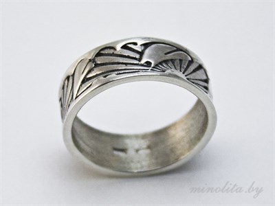 Серебряное кольцо женское простое с рисунком