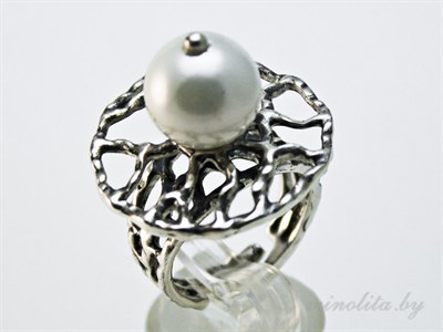 Серебряное кольцо дизайнерское с жемчугом