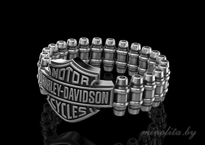 Серебряное кольцо Harley Davidson (Харлей Дэвидсон)