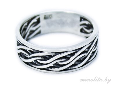 Серебряное кольцо простое с плетением