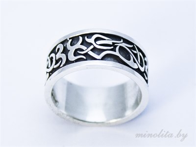 Серебряное кольцо простое с рисунком