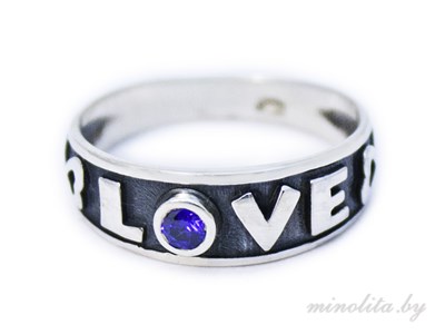 Серебряное кольцо Love обручальное