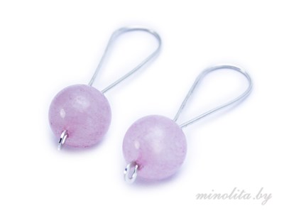 серебряные серьги с розовым кварцем