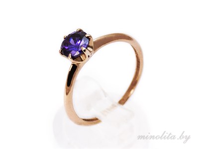 Золотое кольцо с фиолетовым цирконом