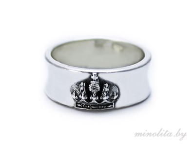 Серебряное обручальное кольцо с короной
