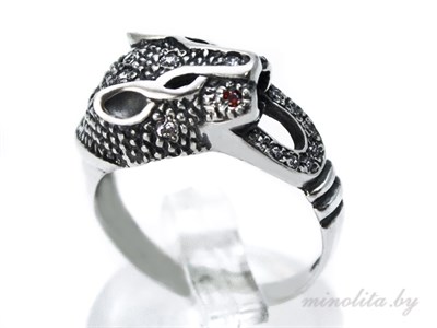 Серебряное кольцо Пантера с цирконами